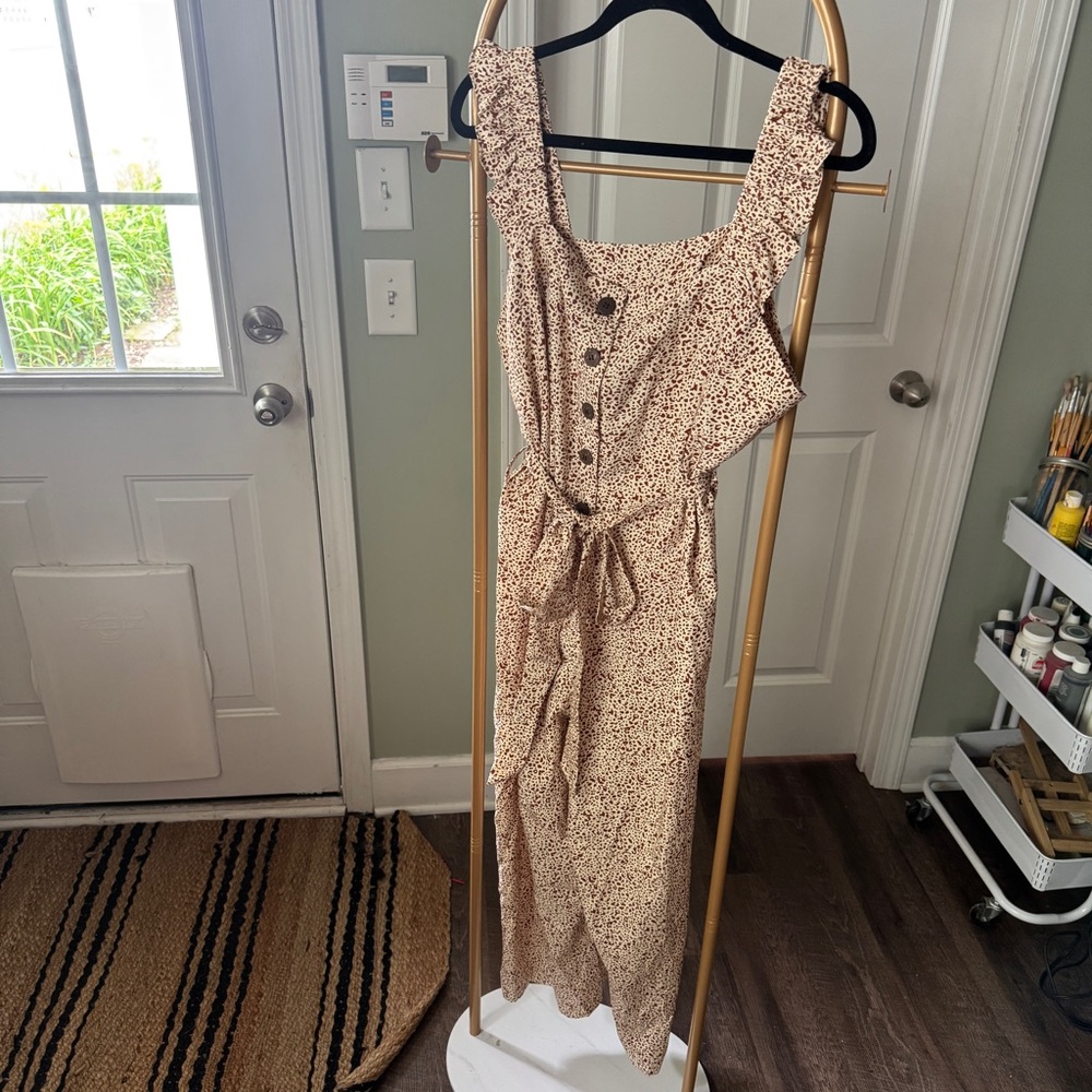 Elegant brown/cream Button-Down Romper